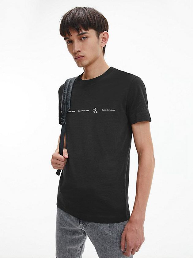 Calvin Klein USA Slim Repeat Logo Mens T-Shirt Black 2349058-EK